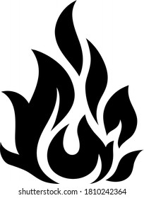 Feuerflammsymbol. Schwarzes Symbol einzeln auf weißem Hintergrund. Feuerflammsilhouette. Einfarbiges Symbol 