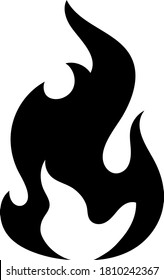 Feuerflammsymbol. Schwarzes Symbol einzeln auf weißem Hintergrund. Feuerflammsilhouette. Einfarbiges Symbol 