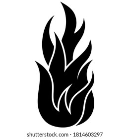 Feuerflammsymbol. Schwarzes Symbol einzeln auf weißem Hintergrund. Feuerflammsilhouette. Einfarbiges Symbol 