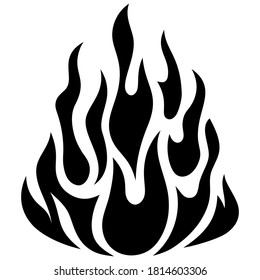 Feuerflammsymbol. Schwarzes Symbol einzeln auf weißem Hintergrund. Feuerflammsilhouette. Einfarbiges Symbol 