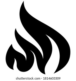 Fire flame icon. Black icon isolated on white background. Fire flame silhouette. Monochrome simple icon. 