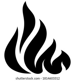 Feuerflammsymbol. Schwarzes Symbol einzeln auf weißem Hintergrund. Feuerflammsilhouette. Einfarbiges Symbol 