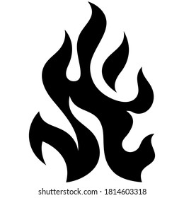 Feuerflammsymbol. Schwarzes Symbol einzeln auf weißem Hintergrund. Feuerflammsilhouette. Einfarbiges Symbol 