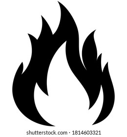 Feuerflammsymbol. Schwarzes Symbol einzeln auf weißem Hintergrund. Feuerflammsilhouette. Einfarbiges Symbol 