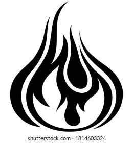 Feuerflammsymbol. Schwarzes Symbol einzeln auf weißem Hintergrund. Feuerflammsilhouette. Einfarbiges Symbol 