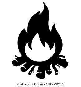 Feuerflammsymbol. Schwarzes Symbol einzeln auf weißem Hintergrund. Feuerflammsilhouette. Einfaches Symbol. 