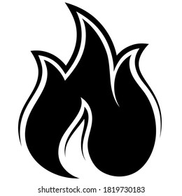 Feuerflammsymbol. Schwarzes Symbol einzeln auf weißem Hintergrund. Feuerflammsilhouette. Einfaches Symbol. 