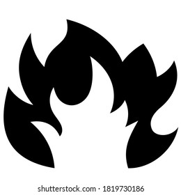 Fire flame icon. Black icon isolated on white background. Fire flame silhouette. Simple icon. 