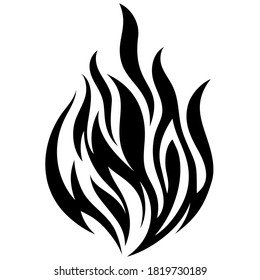 Feuerflammsymbol. Schwarzes Symbol einzeln auf weißem Hintergrund. Feuerflammsilhouette. Einfaches Symbol. 