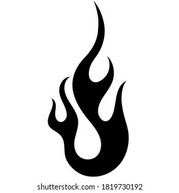 Feuerflammsymbol. Schwarzes Symbol einzeln auf weißem Hintergrund. Feuerflammsilhouette. Einfaches Symbol. 