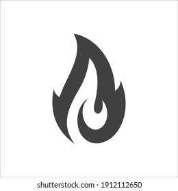 Fire flame icon. Black fire icon isolated on white background. vector illustration