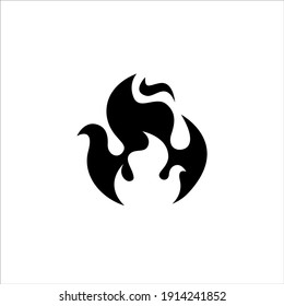 Fire flame icon. Black icon isolated on white background. Fire flame silhouette. Simple icon. Web site page and mobile app design vector element.