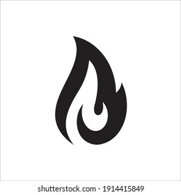 Fire flame icon. Black fire icon isolated on white background. vector illustration