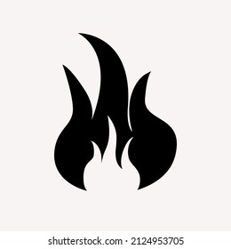 Fire flame icon. Black icon isolated on white background. Fire flame silhouette. Simple icon. Web site page and mobile app design vector element.