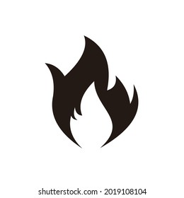 Fire flame icon. Black, minimalist icon isolated on white background. Fire flame simple silhouette. Web site page and mobile app design vector element.