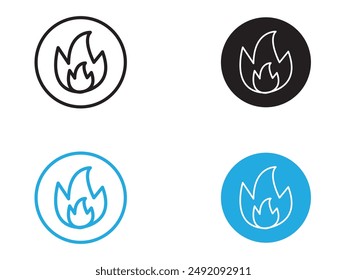Fire flame icon black and white vector outline sign