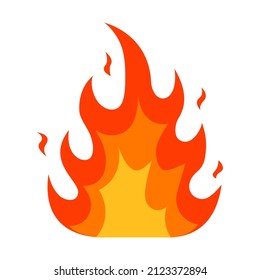 Fire flame icon. Bonfire color symbol. Vector isolated on white background.