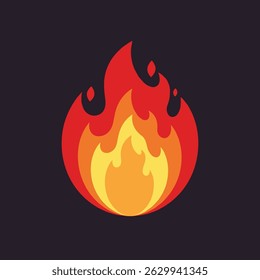  fire flame icon with burning red hot sparks isolated