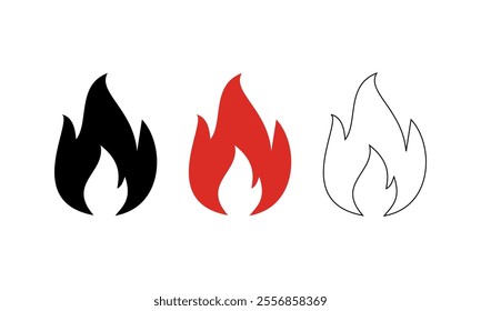 Fire flame icon. Burning symbol. Fire flame icon isolated on white background. Fire sign. Vector illustration