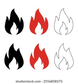 Fire flame icon. Burning symbol. Fire flame icon isolated on white background. Fire sign. Vector illustration