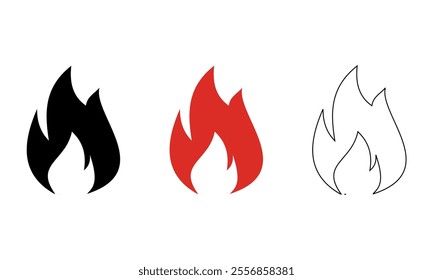 Fire flame icon. Burning symbol. Fire flame icon isolated on white background. Fire sign. Vector illustration