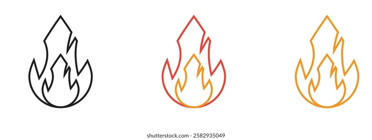 Fire flame icon. Burning symbol. Fireball sign. Energy illustration isolated.