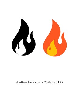 Fire flame icon. Burning symbol. Fireball sign. Energy illustration isolated.