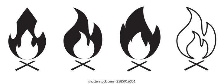 Fire flame icon. Burning symbol. Fireball sign. Energy illustration isolated. Colorful variety Design. EPS 10