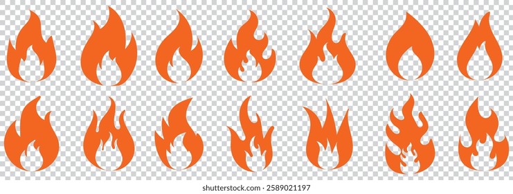 Fire flame icon. Burning symbol. Fireball sign Fire flame icons set. Modern vector icon design.  1176