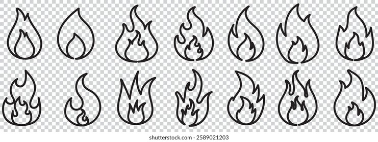 Fire flame icon. Burning symbol. Fireball sign Fire flame icons set. Modern vector icon design.  1176