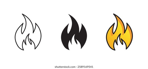 Fire flame icon. Burning symbol. Fireball sign. Energy illustration isolated