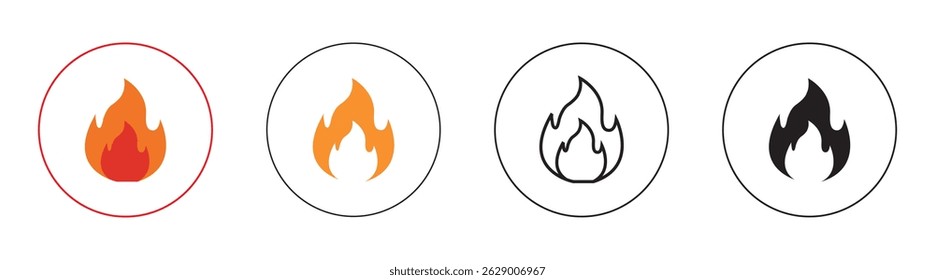 Fire flame icon. Burning symbol. Outline button sign. flame icon with orange and red hues Modern fire symbol for design and branding. Energy illustration.