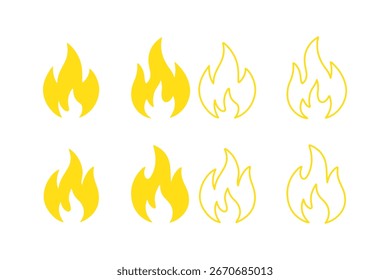 Icono de llama de fuego. Símbolo en llamas. Señal de bola de fuego. Ilustración de energía.