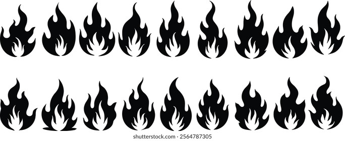 Fire flame icon button set