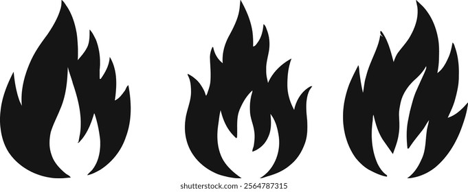 Fire flame icon button set