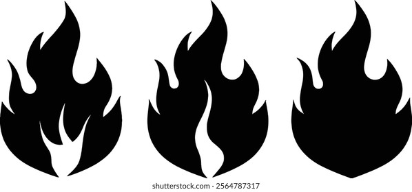 Fire flame icon button set