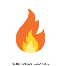 Fire flame icon. Campfire sign, hot burning element symbol. Vector illustration in flat style isolated on white background.