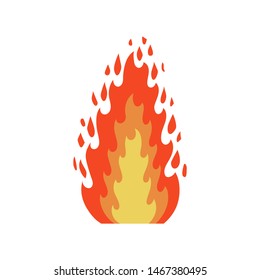 Fire flame icon in cartoon and flat style. Isolated object on white background. Vector illustration.