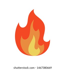 Fire flame icon in cartoon and flat style. Isolated object on white background. Vector illustration.