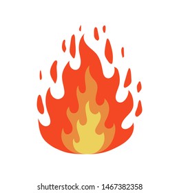 Fire flame icon in cartoon and flat style. Isolated object on white background. Vector illustration.