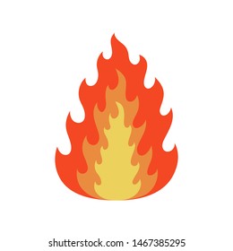 Fire flame icon in cartoon and flat style. Isolated object on white background. Vector illustration.