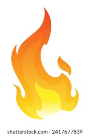 Fire flame icon. Cartoon heat wildfire or bonfire, burn power fiery. Power light energy silhouette. Campfire element in flat style. Isolated vector illustration