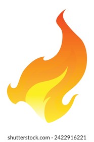 Fire flame icon. Cartoon heat wildfire or bonfire, burn power fiery. Power light energy silhouette. Campfire element in flat style. Isolated vector illustration