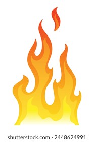 Fire flame icon. Cartoon heat wildfire or bonfire, burn power fiery. Power light energy silhouette. Campfire element in flat style. Isolated vector illustration