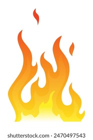 Fire flame icon. Cartoon heat wildfire or bonfire, burn power fiery. Power light energy silhouette. Campfire element in flat style. Isolated vector illustration