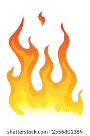 Fire flame icon. Cartoon heat wildfire or bonfire, burn power fiery. Power light energy silhouette. Campfire element in flat style. Isolated vector illustration