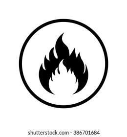 Fire flame icon in circle . Vector illustration