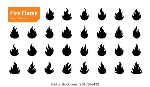 Fire Flame Icon Collection. Fire, Bonfire, Flaming Elements Simple Vector Illustration