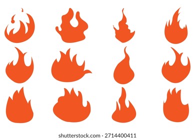 Fire Flame Icon Collection - Flache und Buntstift Stil Bonfire Symbole, Wärme und Energie Vektor-Set
