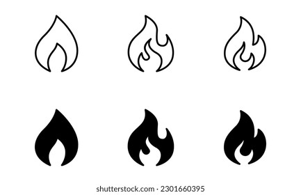 colección de iconos de llama de fuego combustible fácil de quemar símbolo de energía vector 